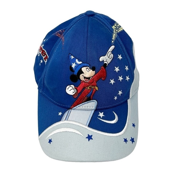 WALT DISNEY WORLD Mickey Fantasia Sorcerer Size Youth Blue White Cap - Picture 2 of 13